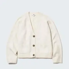 ユニクロ　UNIQLO スフレヤーンVネックショートカーディガン オフホワイト
