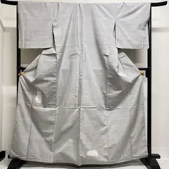 付け下げ　紬　身丈165　裄68　猫　眠り猫　グレー　モノトーン　着物　053bのサムネイル