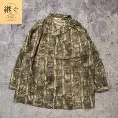 vintage 90s 00sLaurel 総柄 長袖　柄シャツ ブラウン系