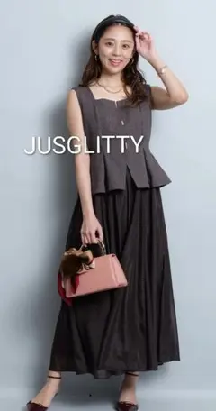 ✨新品タグ付✨ JUSGLITTY　ドッキングジャンスカワンピース　ブラウン 0