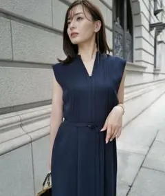 新品 anuans アニュアンス トリアセテートスキッパーネックワンピース