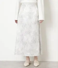 NATURALBEAUTYBASIC マーブル柄 ロングスカート M 春 通勤