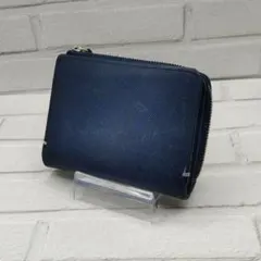 【人気】ポールスミス 二つ折り財布 ジップストローグレイン ネイビー 本革のサムネイル