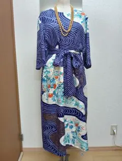 ★584着物リメイク…絞り柄着物からワンピース！