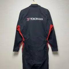 希少 YOKOHAMA オーバーオール つなぎ 黒 赤 LL