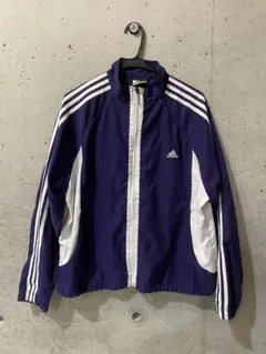 adidas 00's 紫色 ジップアップ ナイロンジャケット レディースXL