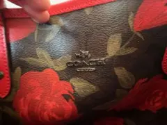 COACH バッグ　レッド 花柄