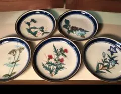新品　九谷焼　玉苑　花柄　銘々皿　取り皿　５枚セット　桐箱入りのサムネイル