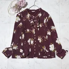 良品 インゲボルグ ブラウス ピコフリル リボン ピンタック 花柄 水玉 秋色