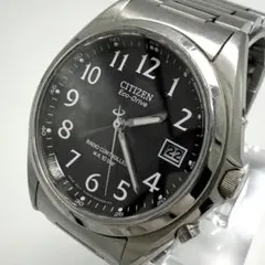 【稼動】 CITIZEN 腕時計 エコドライブ 黒文字盤 メンズ デイト
