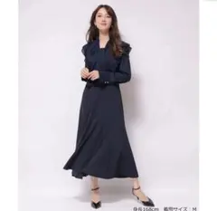 アプワイザーリッシェ ボウタイドッキングワンピース フリル ネイビー M