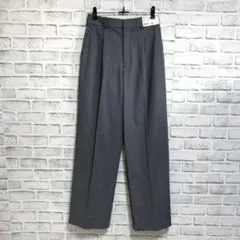 新品【UNIQLO】ユニクロ　タックワイドパンツ　丈長め　グレー　M