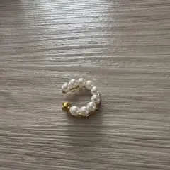 パールイヤーカフ パール ゴールド 重ね付け風（片耳）