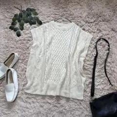 7232✾JGプロジェクト✾ケーブル編みニットベスト【F】ゆったり/ベージュ