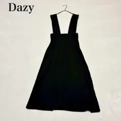 【デイジー】フレアタックジャンパードレス(S)カジュアル シンプル 無地 黒