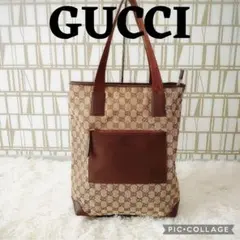 GUCCI　GGキャンバス　トートバッグ　キャンバス　レザー　切り替え　GG柄