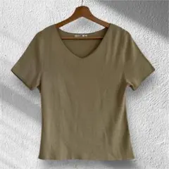 大きいサイズ23区オンワードベージュVネック半袖ニットsize44 13号 LL