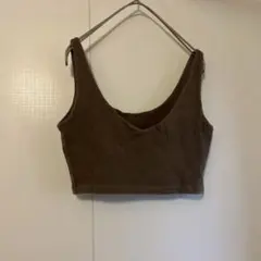 タンクトップ　ブラウン リブ ノースリーブ カップなし インナー　古着