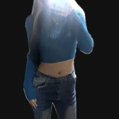 ZARA リブ編み ハイネック クロップドニ ット