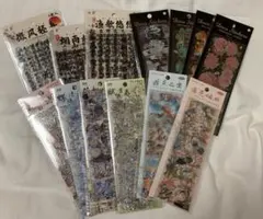 海外シール PETステッカー まとめ売り 中華風 花 ホロ 多め コラージュ素材