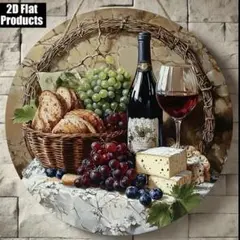 食材とワインの木製アートボード