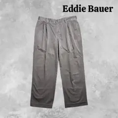 Eddie Bauer ダークブラウン 2タックワイドチノパンツ