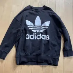 adidas スウェット トレーナー 長袖 ブラック ビックロゴ 黒 L