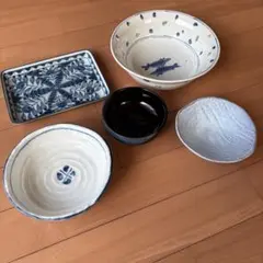 色々な和食器 5点セット 丼 長方形皿 小皿 小鉢 中鉢 オマケ 湯呑み茶碗