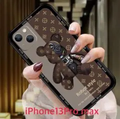 iPhoneケース　韓国　クマメカ　キャラクター　ブラウン（13pro max）
