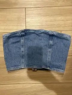 ZARA デニム ベアトップ チューブトップ