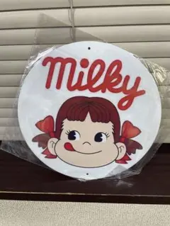 ペコちゃん 白 丸 アルミ レトロ 看板 新品 アンティーク 壁掛け