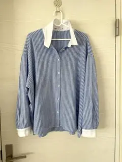 【極美品】ZARA XLストライプ リネン シャツ 長袖