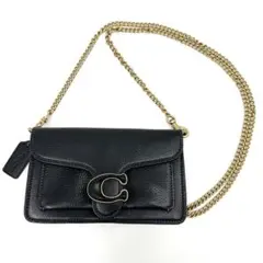 COACH タビー チェーンショルダーバッグ チャーム レザー ブラック