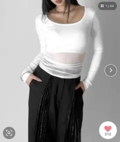 【LVEU.】シアードッキングトップス カップ付き　ホワイト　ラブユ　未使用のサムネイル