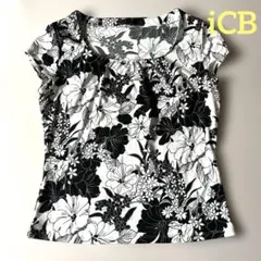 iCB アイシービー 花柄ストレッチトップス カットソー Tシャツ L