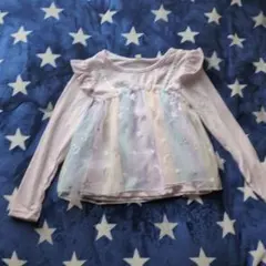 長袖カットソー 130cm ピンク チュール