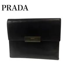 PRADA レザー 三つ折り 財布 ウォレット 札入れ 小銭入れ メンズ 黒