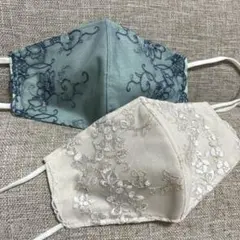 ★(new)ハンドメイド.シンプルマスク2枚セット裏地変更→国産さらし薄地