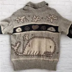 希少 90s ルイシャンタン クジラ刺繍 ウール カーディガン アルパカ混
