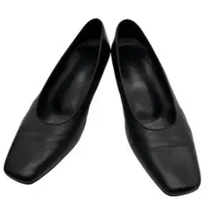 良品　Wacoal　ワコール　パンプス　スクエアトゥ　黒　レザー　24cm