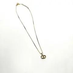 美品 クリスチャンディオール 三日月型 ネックレス ラインストーン 
