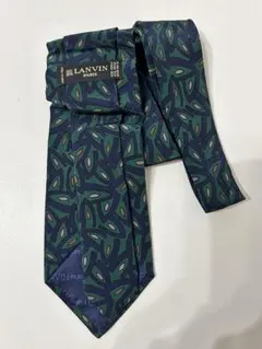 LANVIN 緑系 葉模様 シルクネクタイのサムネイル