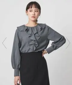ユナイテッドアローズ グリーンレーベルリラクシング　フリル付き 長袖ブラウス