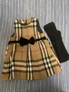 チェック柄ワンピースとタイツセット