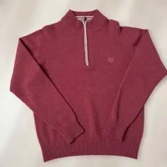 【毛100%】CHAPS ワインレッド あたたかハーフジップニット M