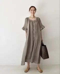 ファーファー パッチワークシャツワンピース 異素材 チェック
