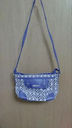 ハート柄 ショルダーバッグ 白紫 中型