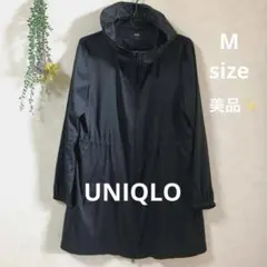 UNIQLO ブラック フード付き スプリング コート モッズコートM レア