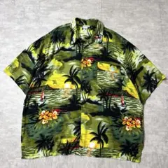 90s BALI COLLECTION アロハシャツ ハイビスカス ヤシの木のサムネイル