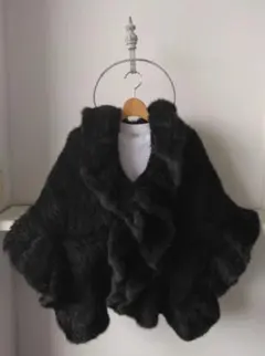 限定価【極美品】お洒落　ミンクファー　ショートコート　ポンチョ　ブラック　未使用 楽天市場】ミンクファーポンチョ ジャケット ケープコート